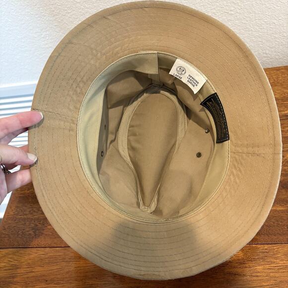 Eddie Bauer Hat Cowboy Strap Back Large Tan Brown Suede Leather Outdoor Mens - Picture 8 of 12